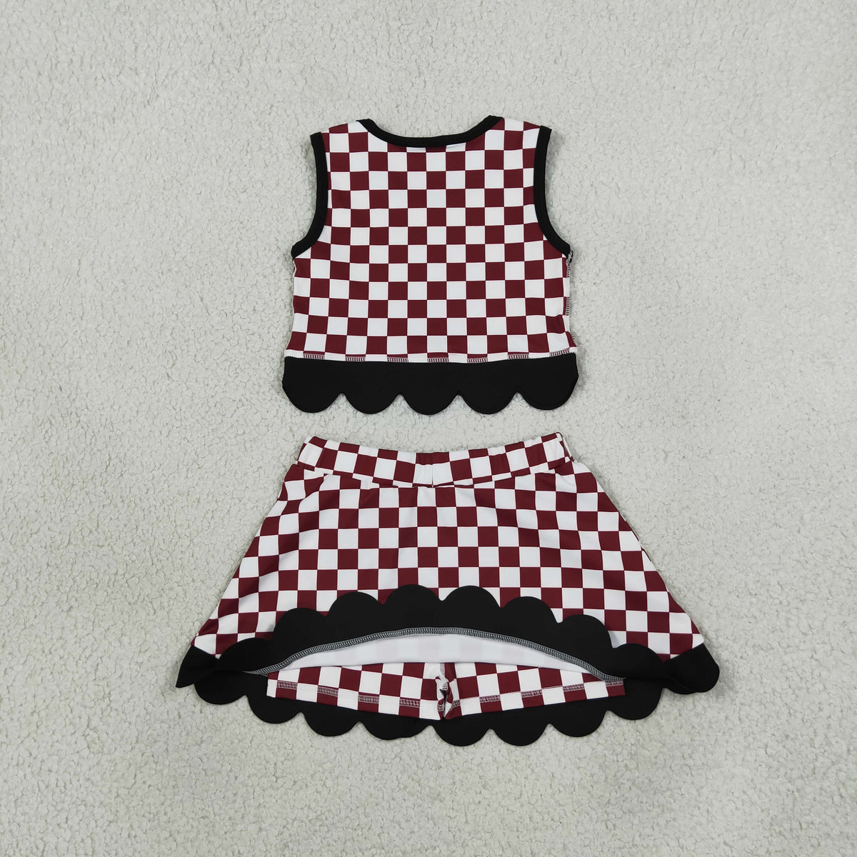 gamecock maroon check scallop athletic skort outfit girls clothing