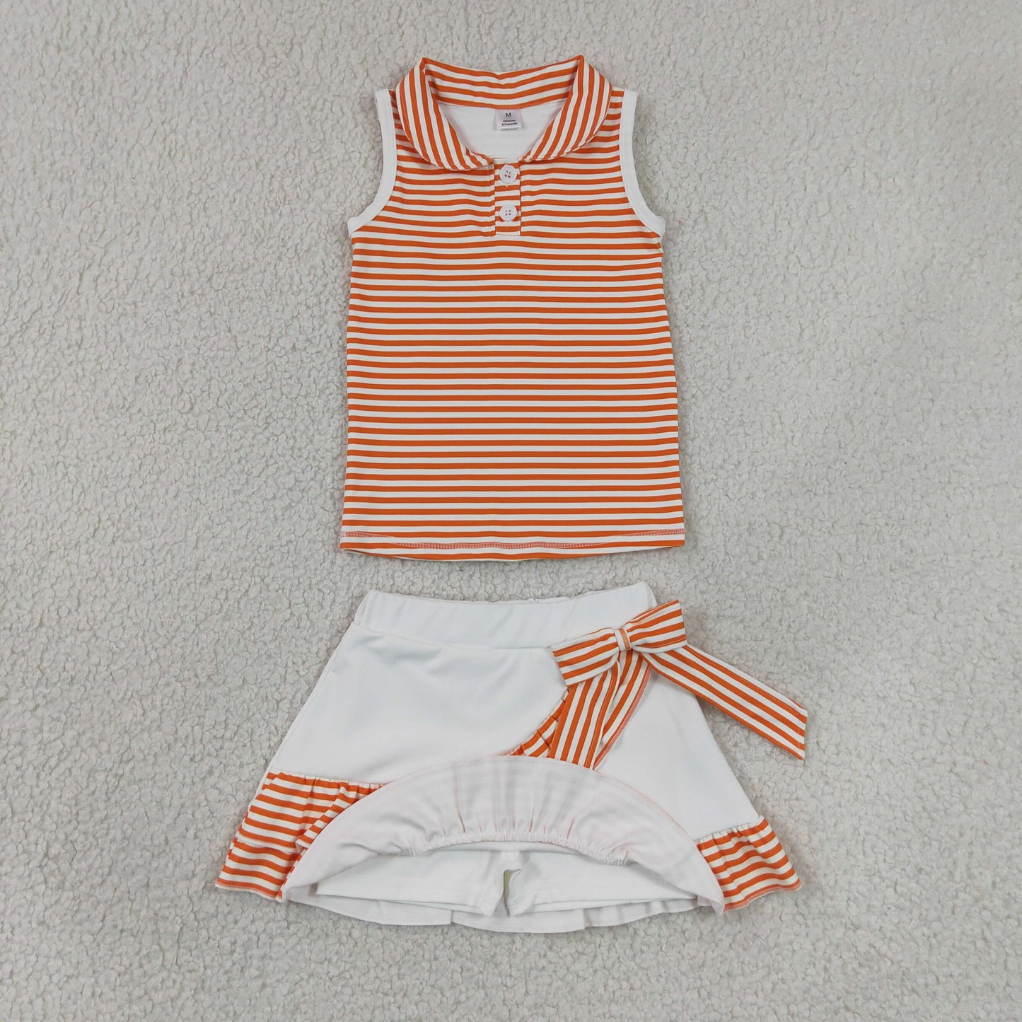 orange striped polo skort set girls clothing