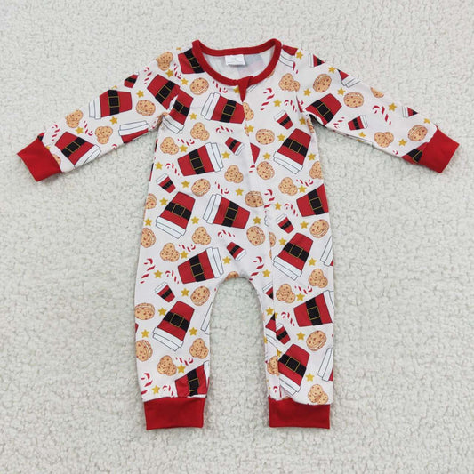 LR0491 Cookie Santa Mug Zipper Long Sleeve Bodysuit