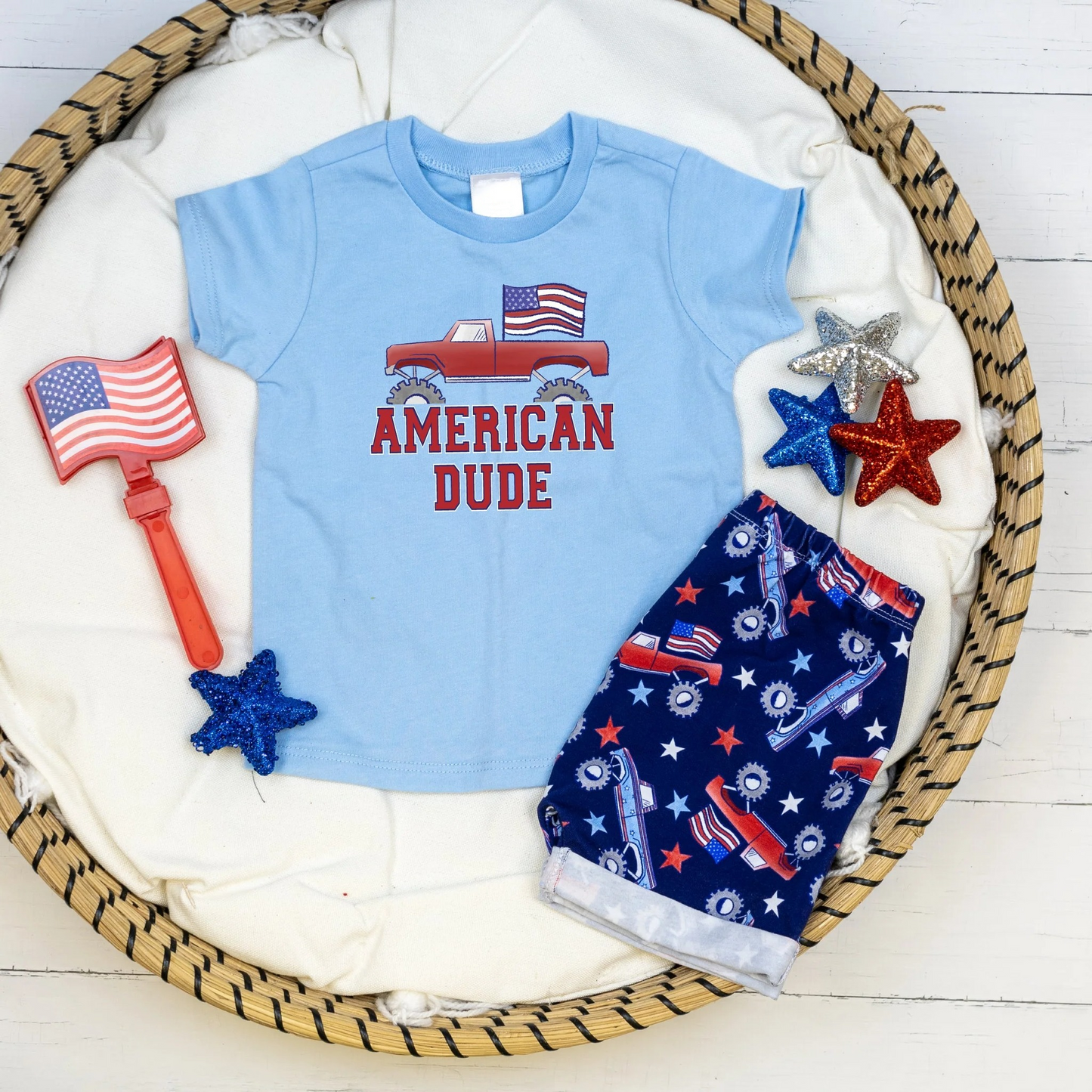BSSO0823 Baby Boys American Dude 4th Of July Tee Shorts Clothes Set D 6.3