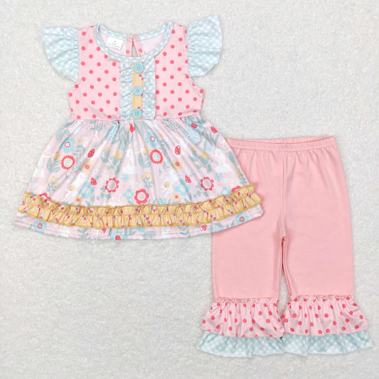 kids girl easter rabbit pink capris set