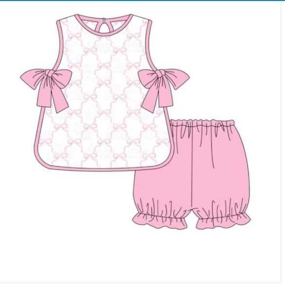 presale GSSO1118 Bow pink sleeveless shorts suit