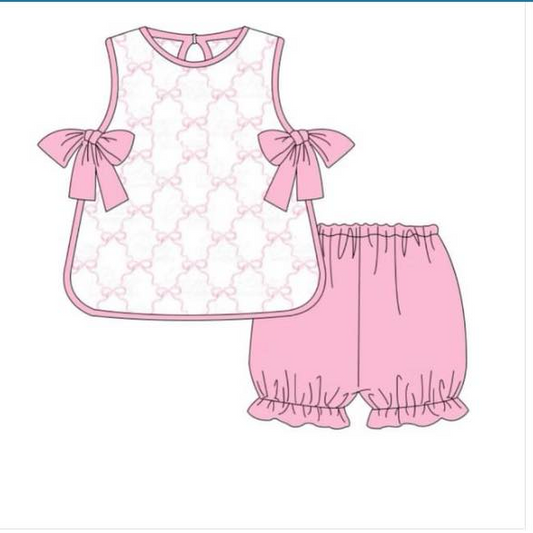 presale GSSO1118 Bow pink sleeveless shorts suit