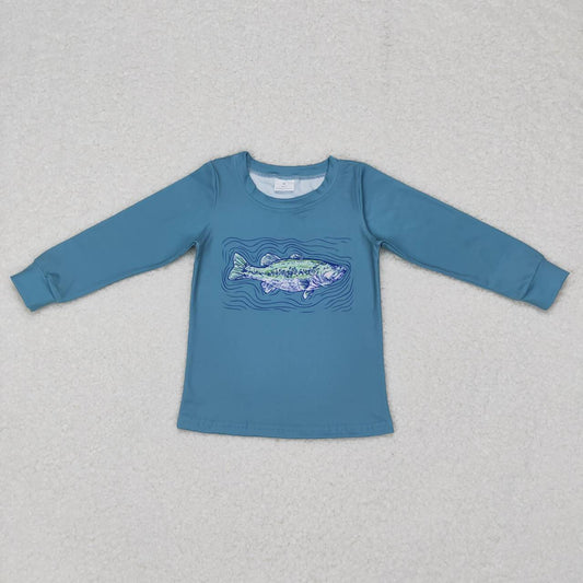 BT0394 Fish green long sleeve top