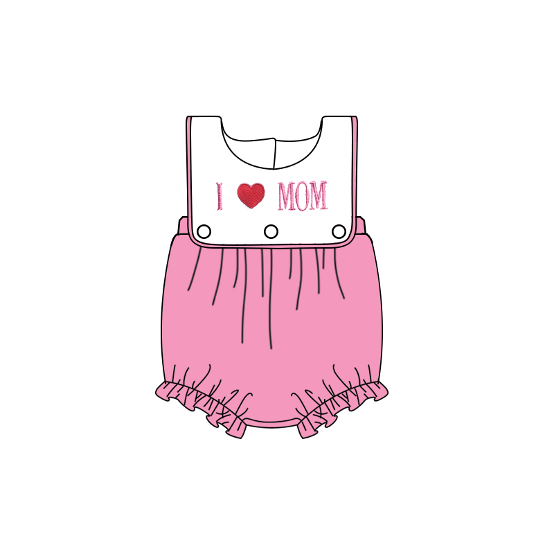 SR1434 I love mom lettering pink vest jumpsuit