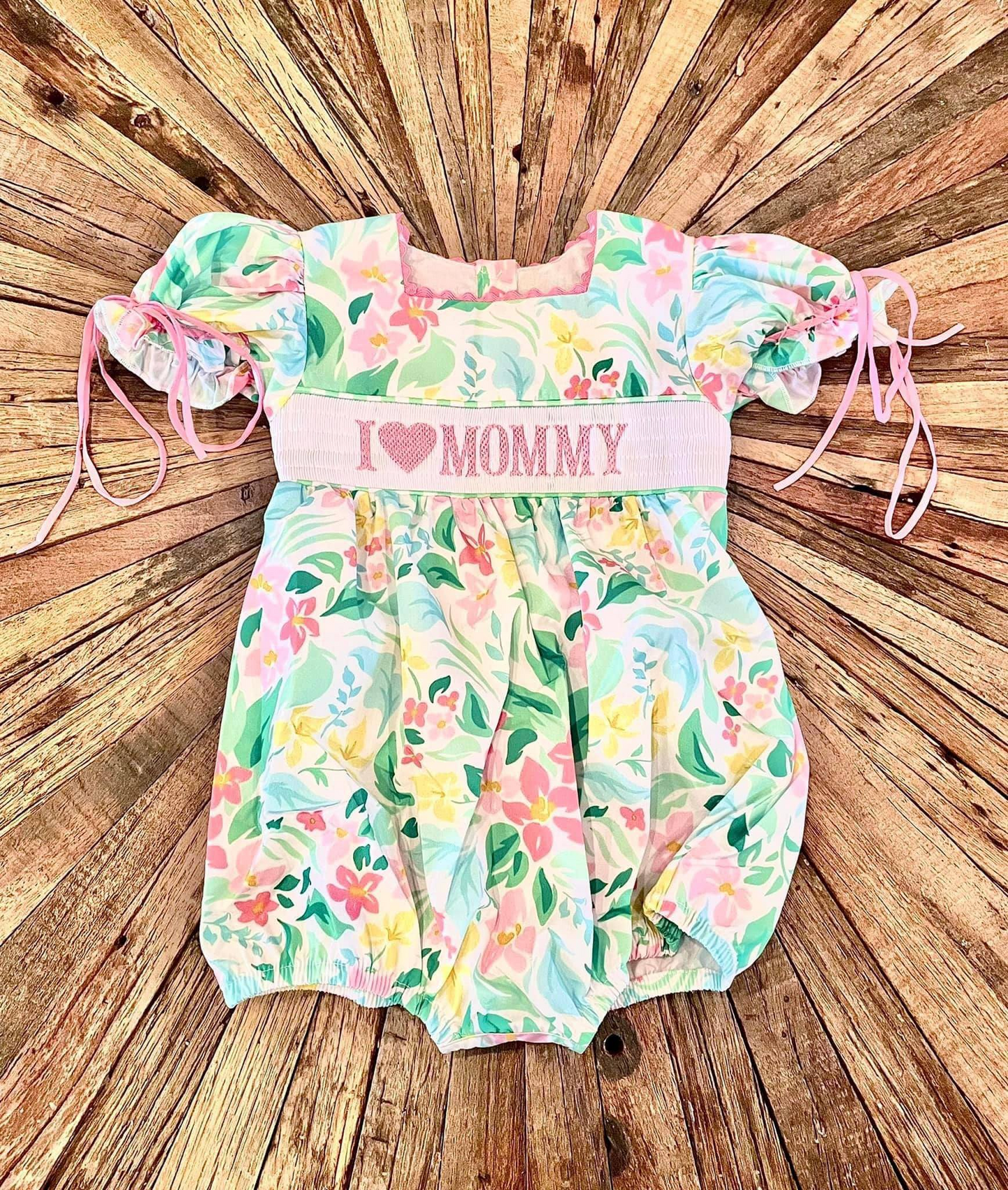SR1471    I love mommy letter flower leaves short-sleeved jumpsuit D 5.22