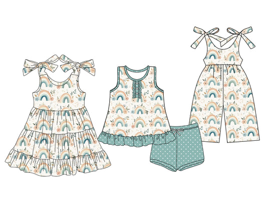 Custom match baby girls rainbow jumpsuit dress set  D 3.25