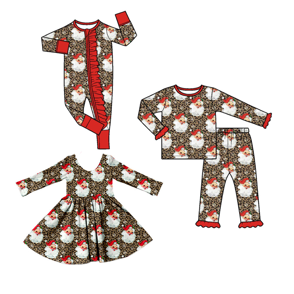 Pre order leopard santa sibling pajamas