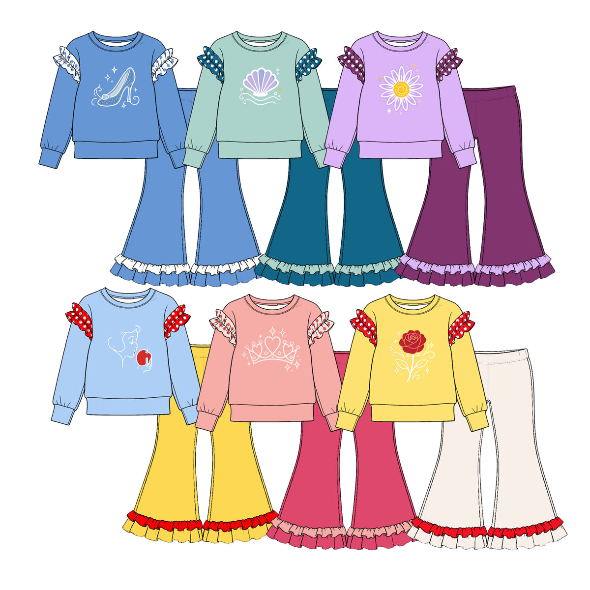 Pre order solid color princess outfit girls clothing