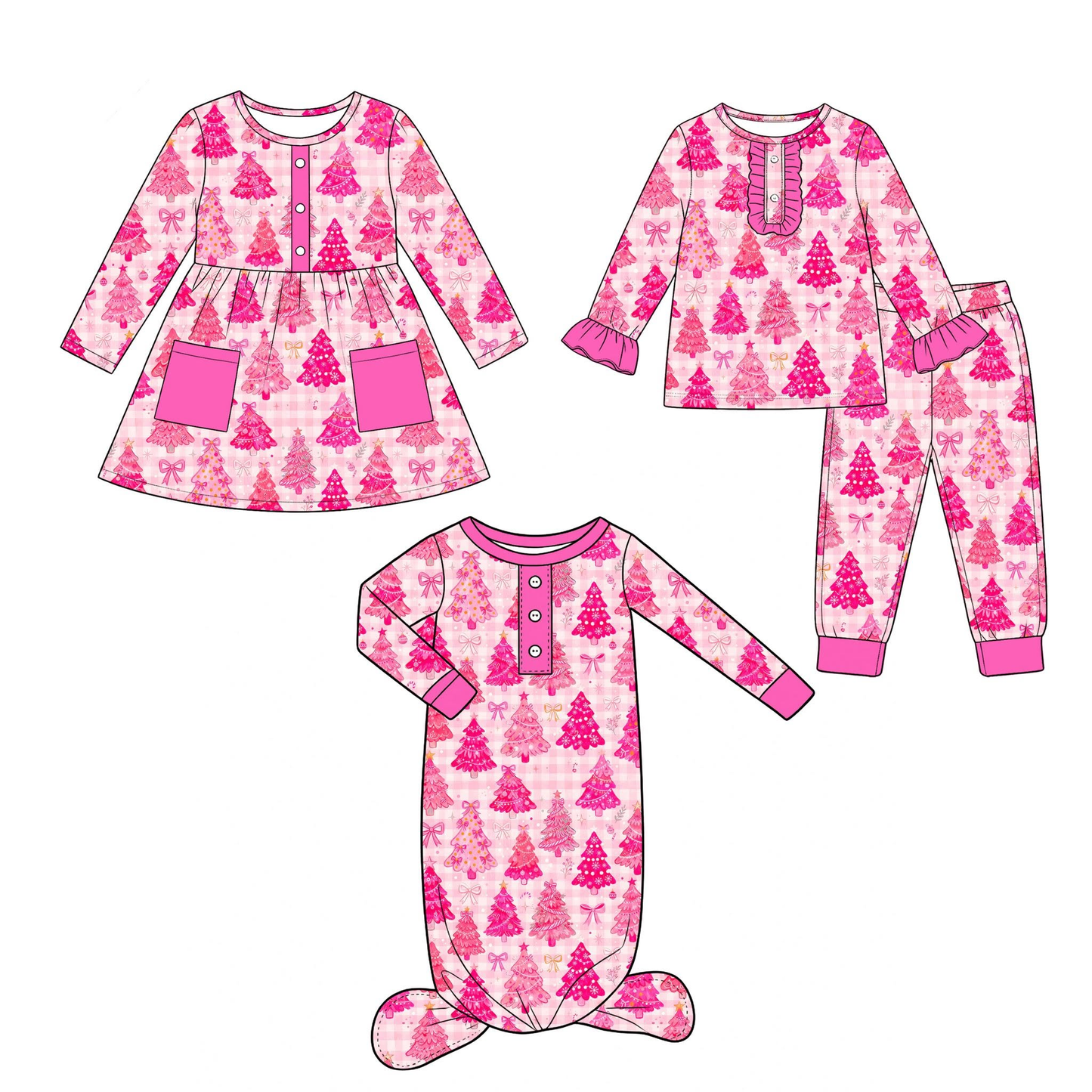 Pre order pink christmas tree sibling clothing