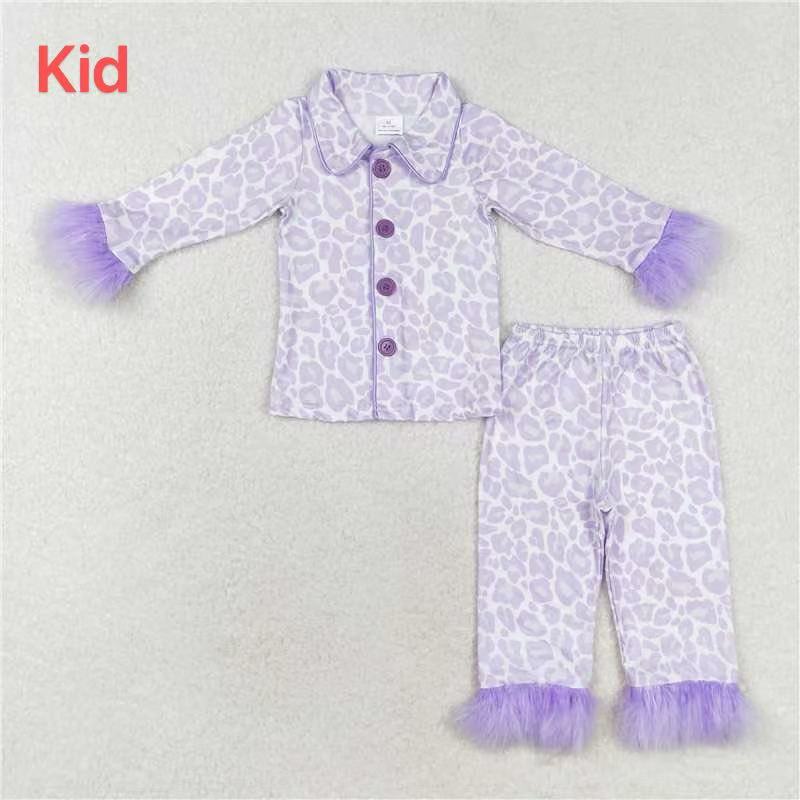 Sibling Baby Girls Sister Buttons Top Pants Fur Pajamas Clothes Sets