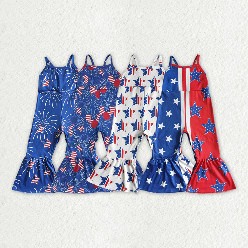Sibling Baby Girls 4th Of July Summer Bell Bottoms Jumpsuits
