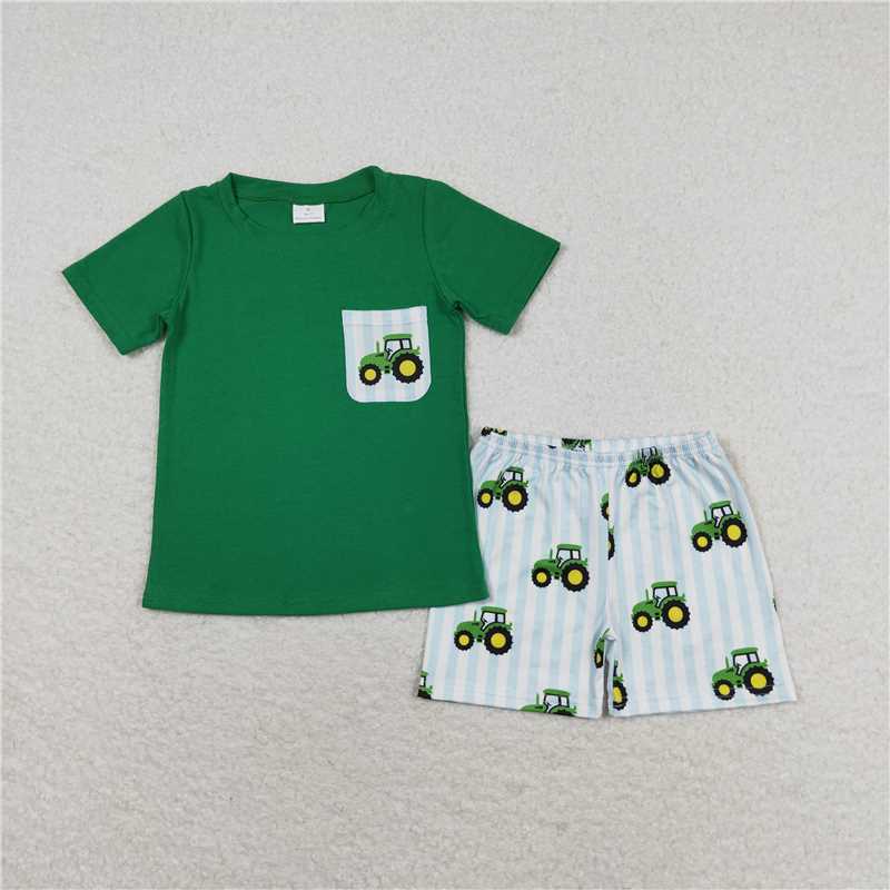 Match Baby Girls Boys Sibling Tractors Rompers Clothes Sets
