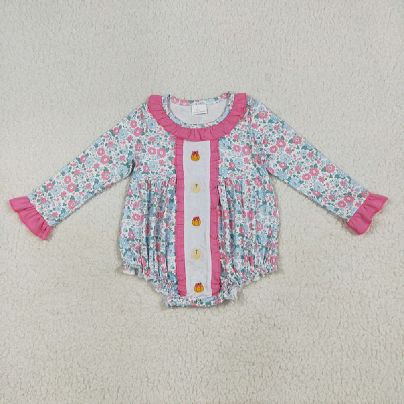 Sibling Embroidery Baby Girls Floral Turkey Pumpkins Rompers Dresses Sets D 6.23