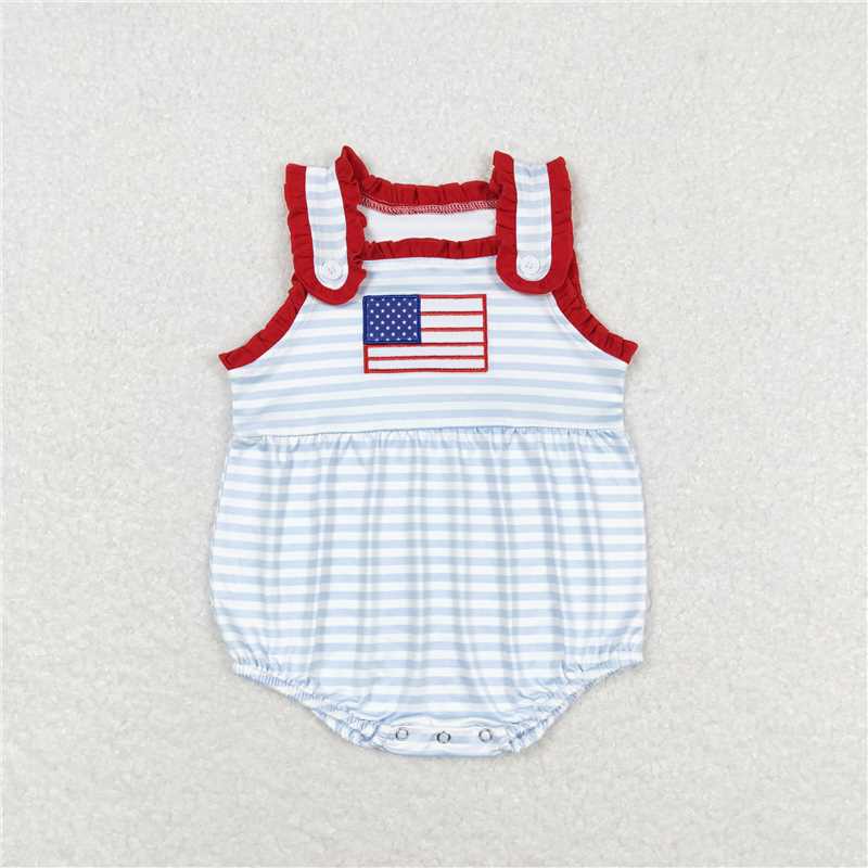 Match Baby Girls Flag 4th Of July Sibling Rompers Clothes Sets