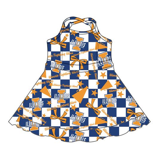 Custom  baby girl lllinois Fighting lllini  team dress  D 6.30