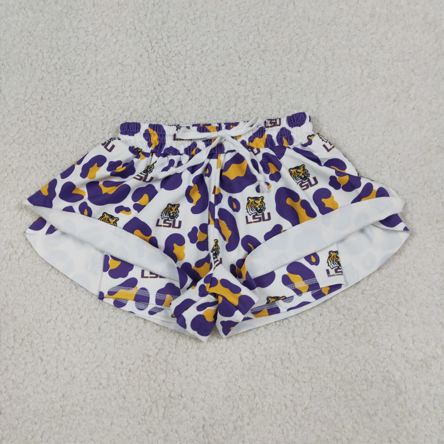 SS0821 kids LSU leopard tiger athletic butterfly shorts