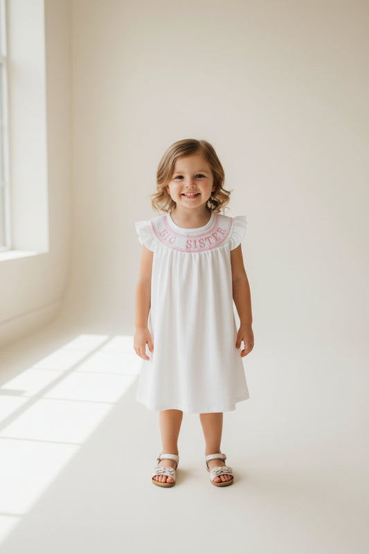 big sister white embroidery dress