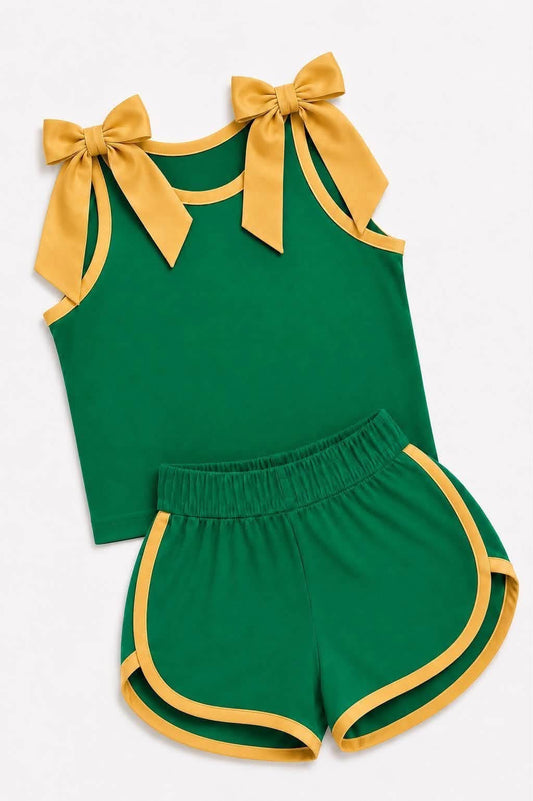 Custom order MOQ 5 Brooke  Kelly green and gold shorts set