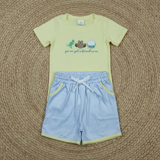 embroidery you’ve got a friend in me boy shorts set kids clothing