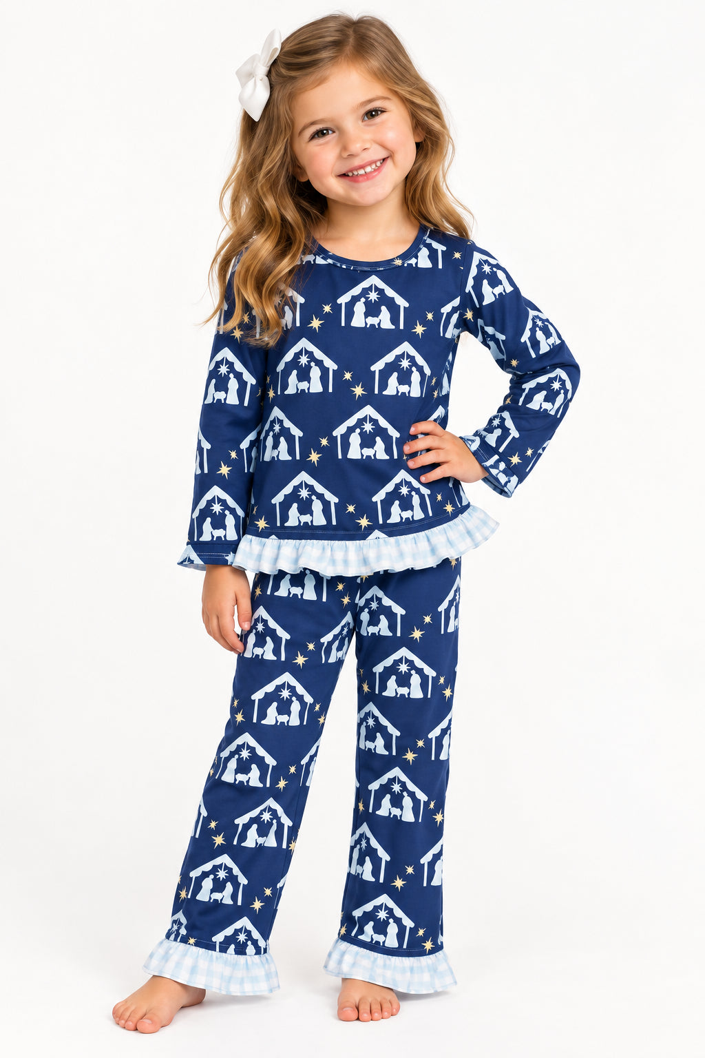 ruffle nativity girl pajamas set