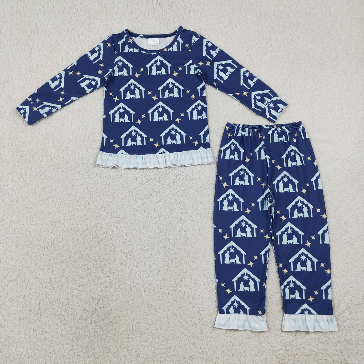 ruffle nativity girl pajamas set
