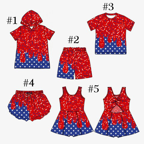 Custom order MOQ 5 one design 4th of july ice cream sprinkle drip clothing