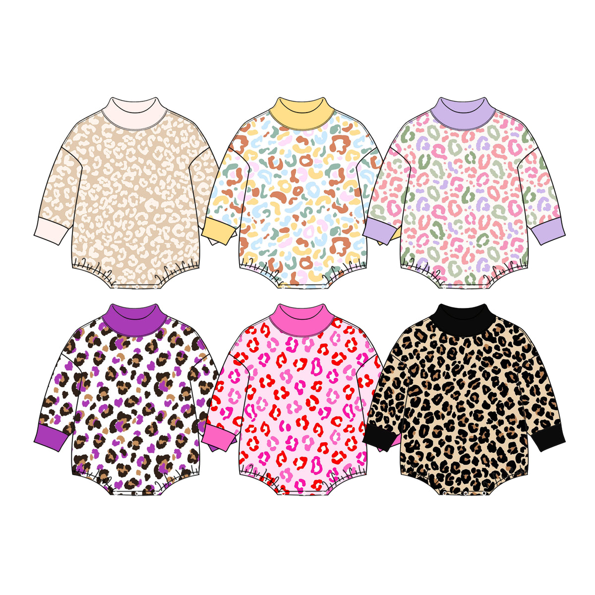 Pre order baby leopard mock neck romper