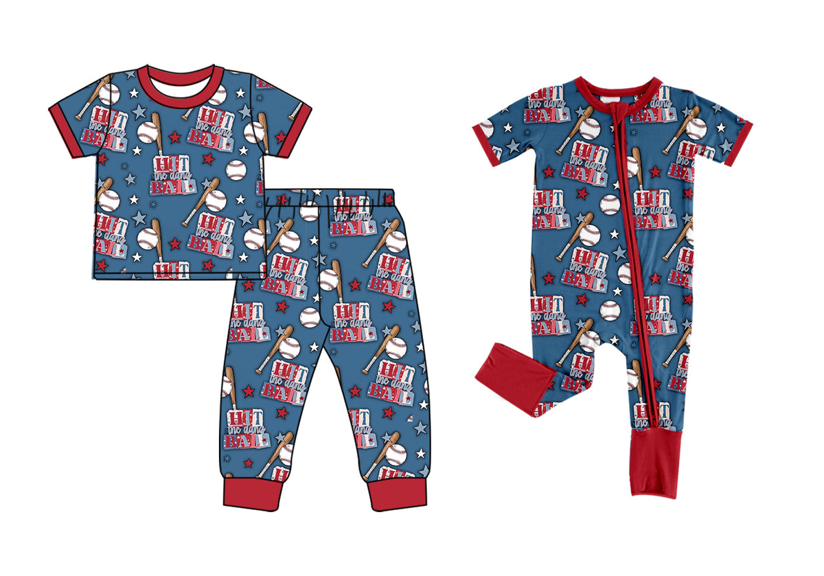 Pre order baseball print pjs sibling clothing