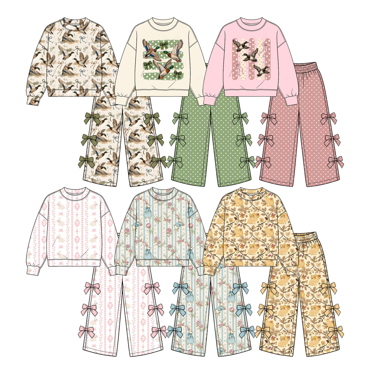 Pre order mallard and bunny print girls clothing