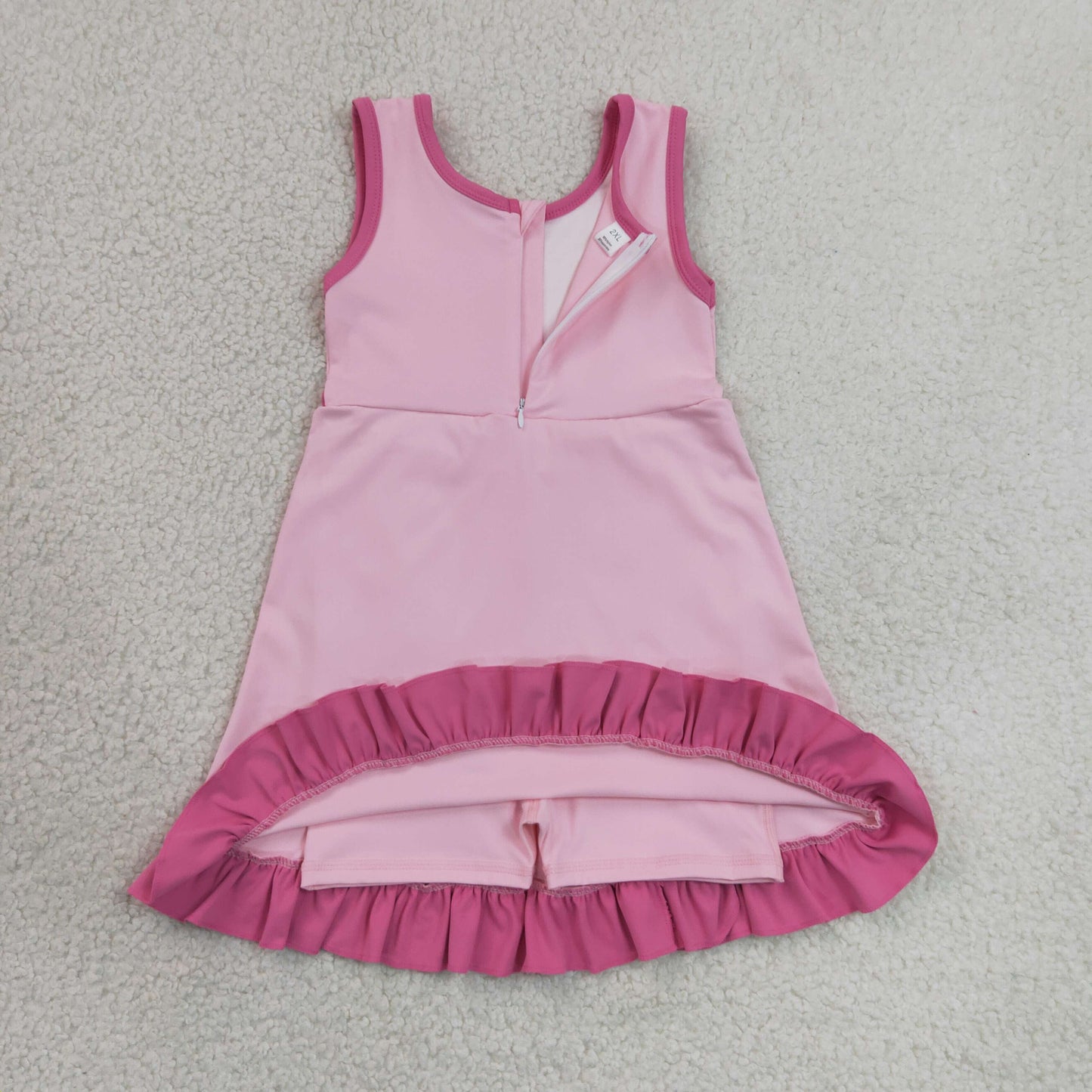 solid pink ruffle athletic dress