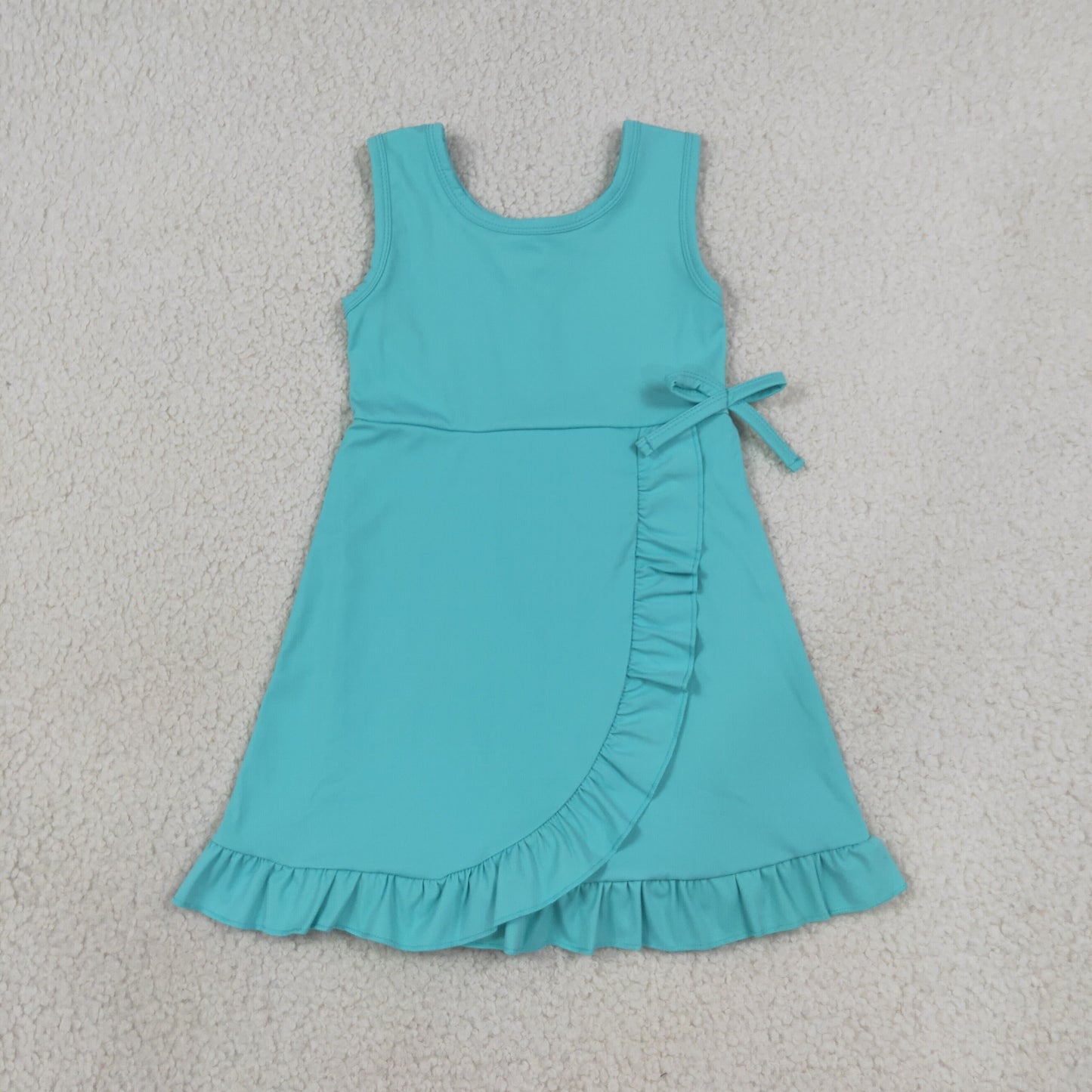 solid teal ruffle athletic dress