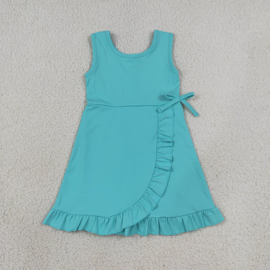 solid teal ruffle athletic dress
