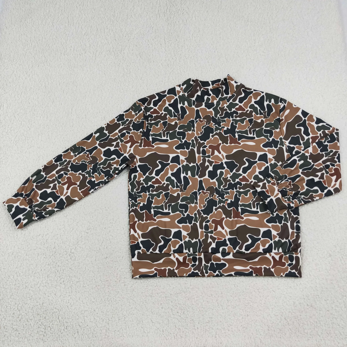 Adult camo long sleeve mock neck top yoga