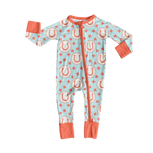 Custom Baby Boys Western Rodeo Stars Zipper Footie Rompers D 8.13