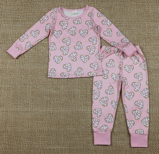 egg heart print valentine girl pajama set