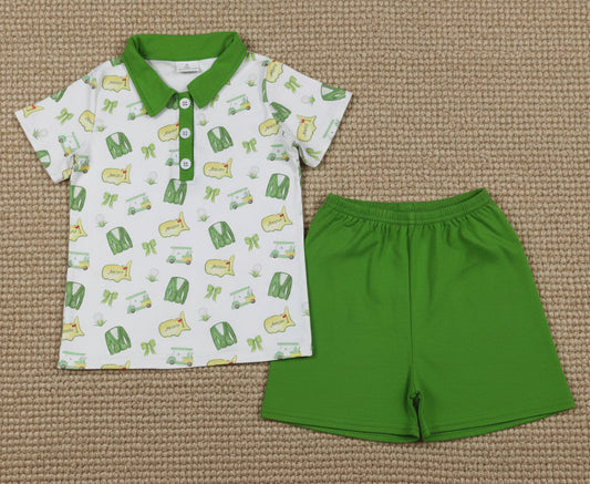 golf clothing girl shorts set green