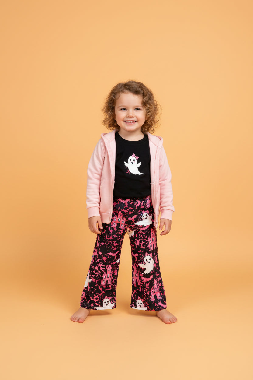 pink castle ghost halloween bell bottom pants