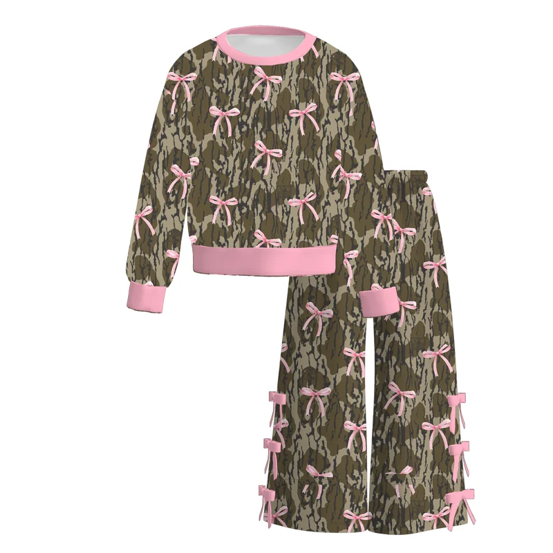 MOQ 5one items TAT 7-8weeks 95%cotton 5%spandex fath wide leg girls outfit