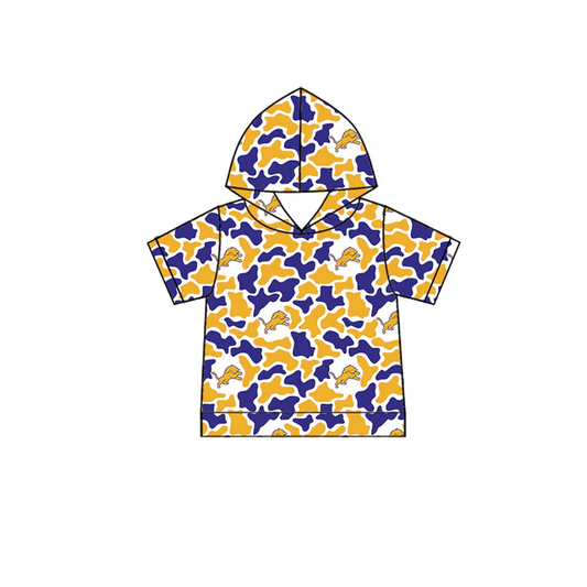 Custom order MOQ 3 lion camo short sleeves boys team hoodie
