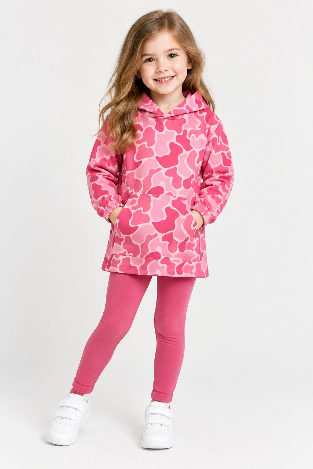 long sleeve pink camo pullover hoodie