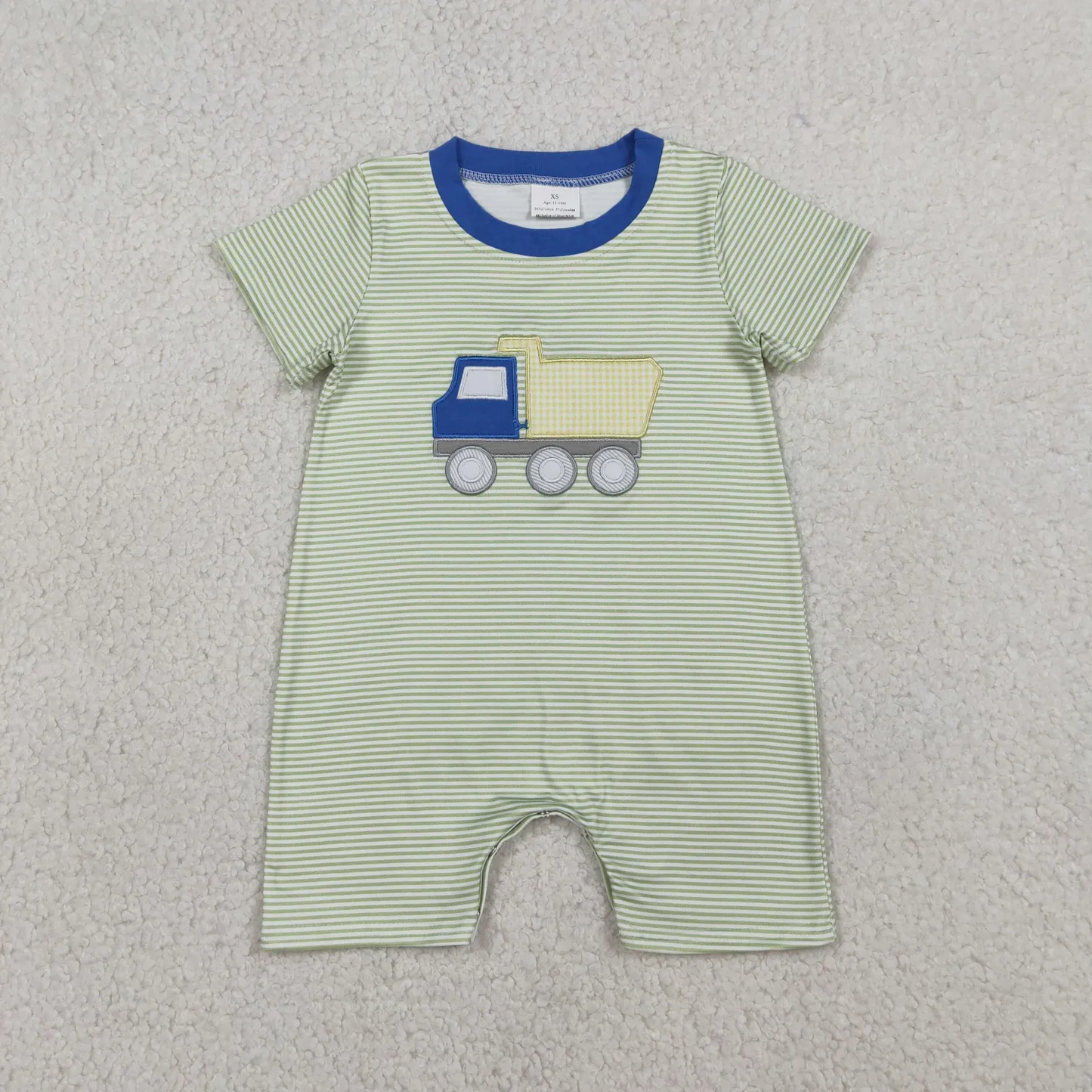 Sibling truck vehicle bubble and shorts set embroidery boy clothing