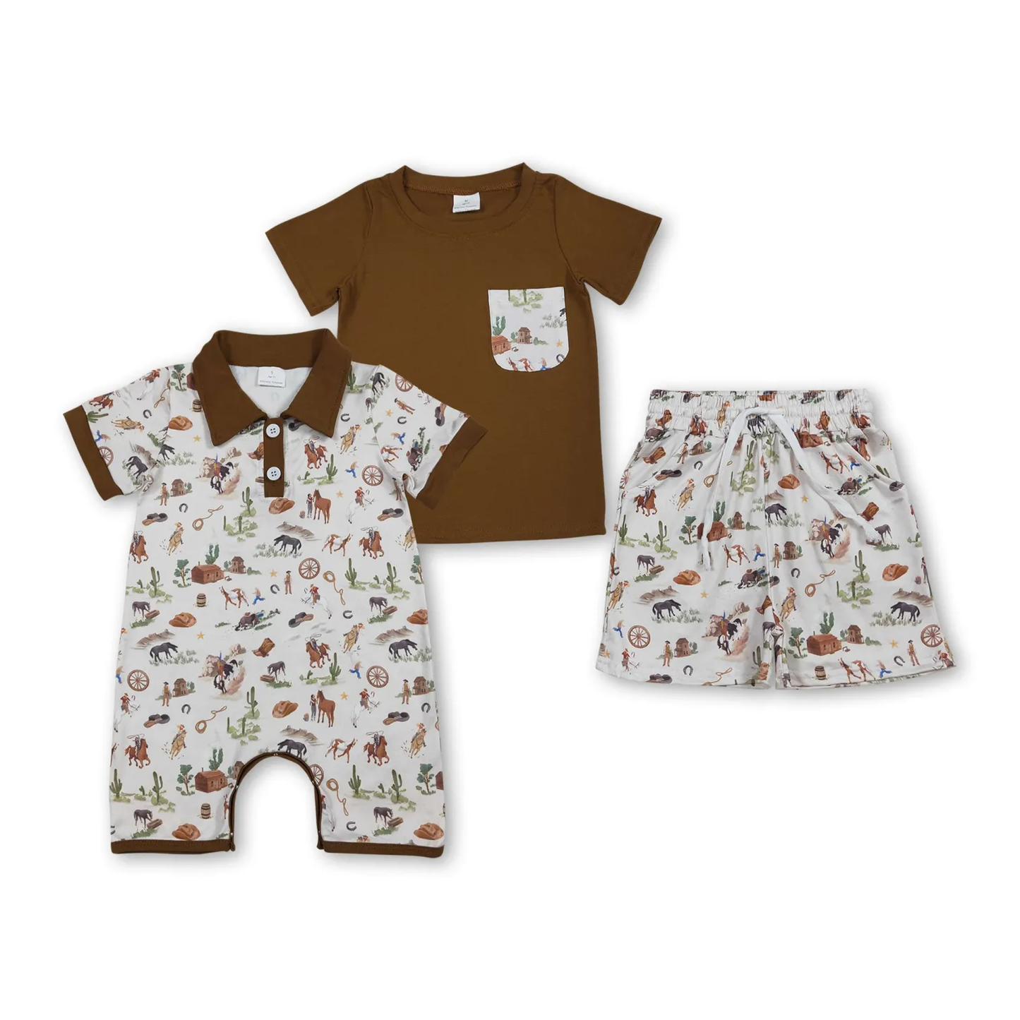 Sibling rodeo boy clothing bubble and shorts set