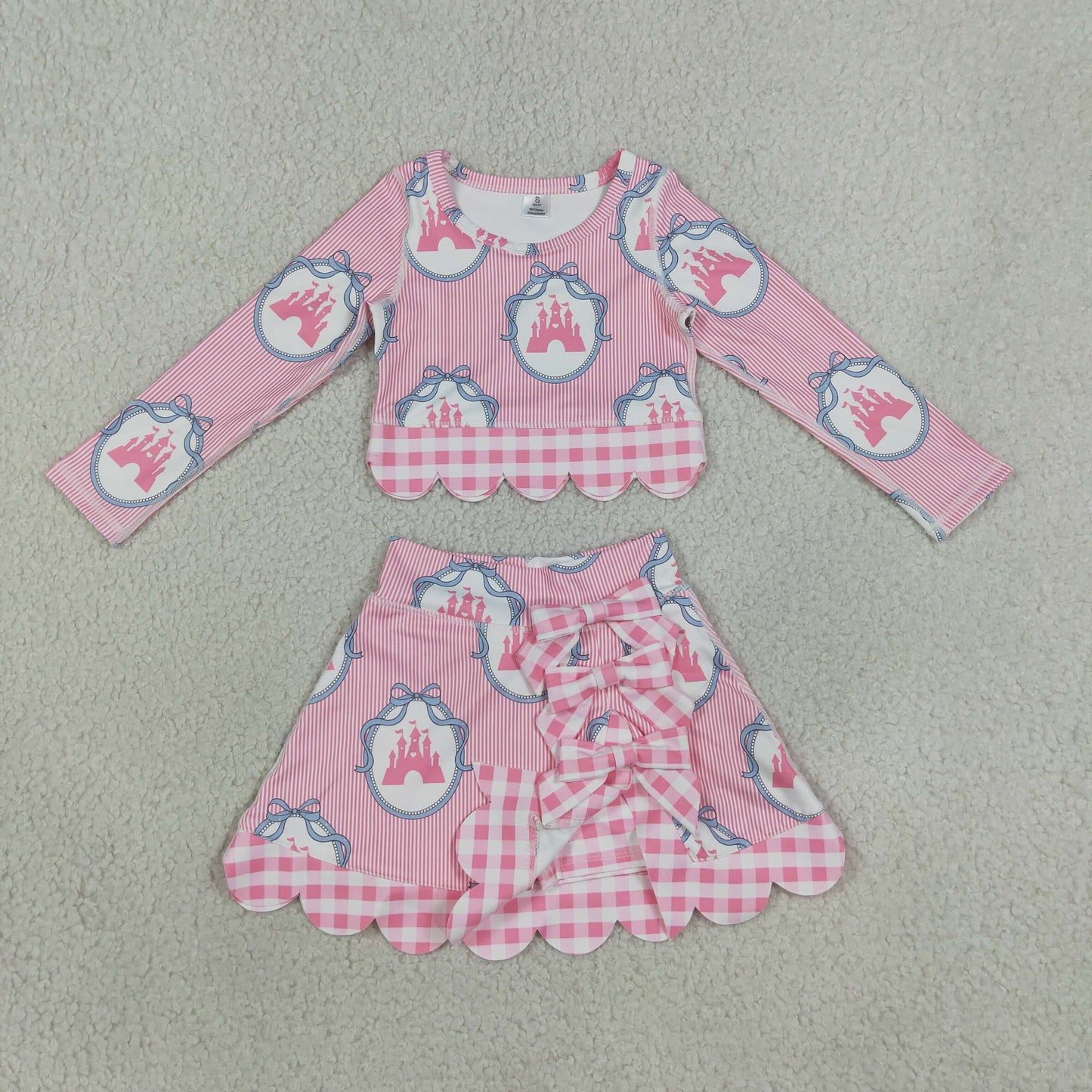 pink castle scallop athletic skort outfit girls clothes