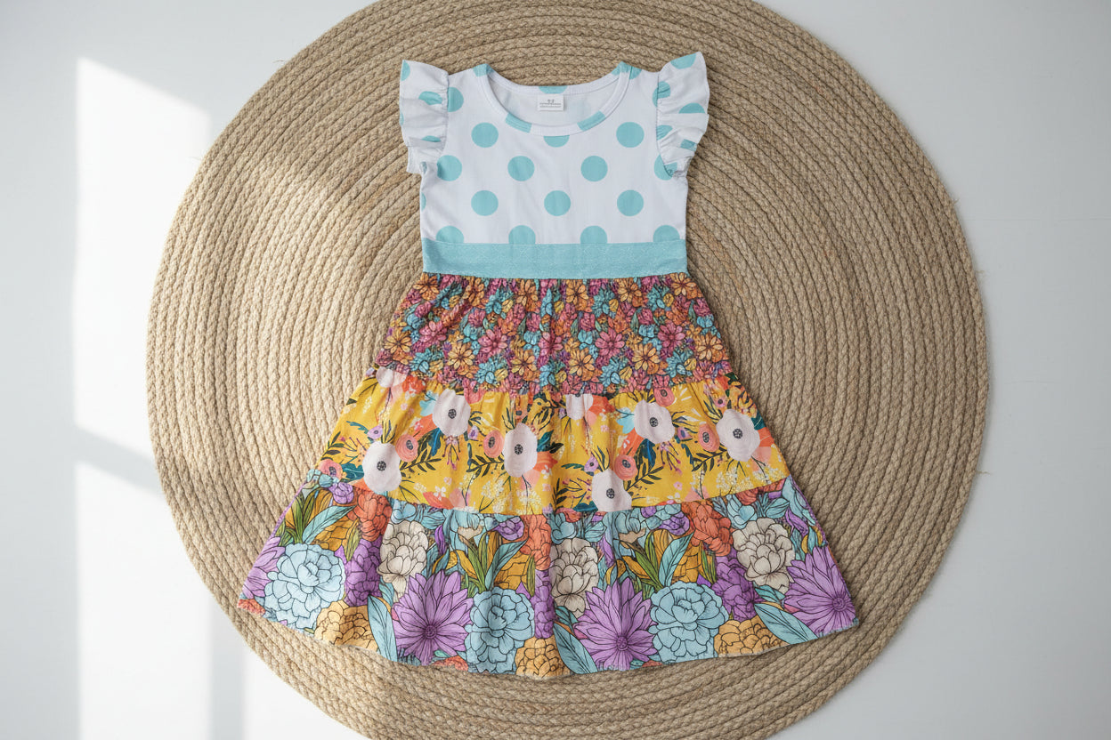 flutter sleeve flower dress