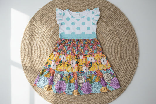 flutter sleeve flower dress