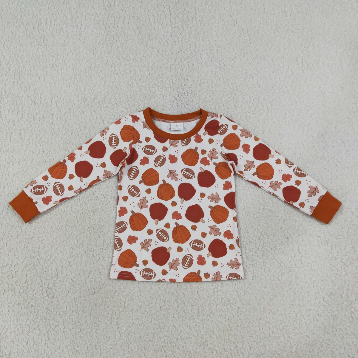 long sleeve football pumpkin boy shirt