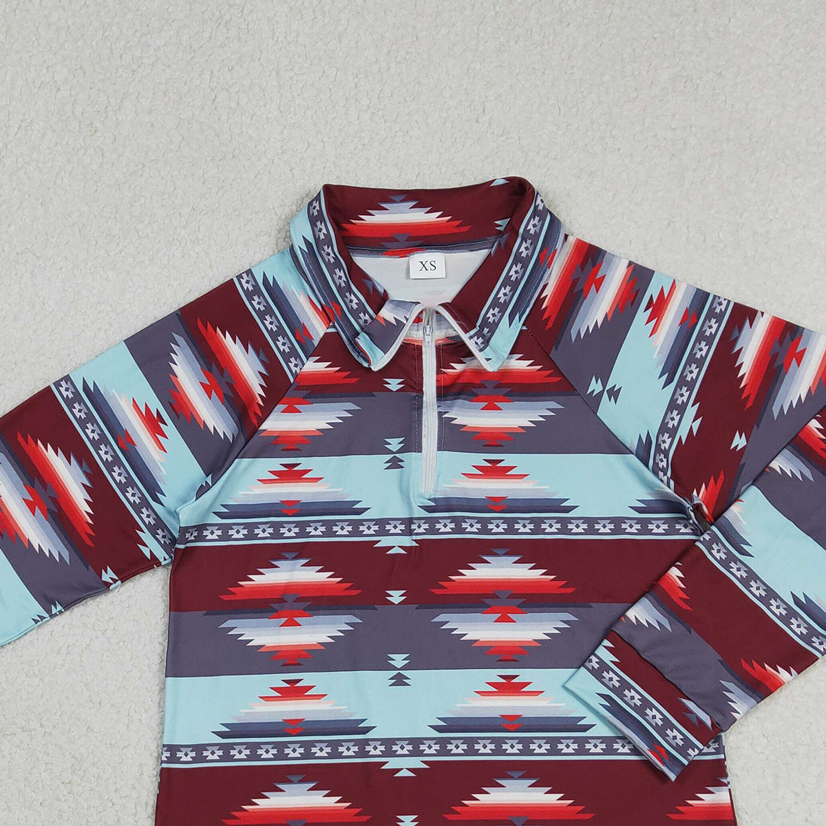 Women's Long Sleeve Western Aztec Zipper Pullover Top Trendy Adult Clothing