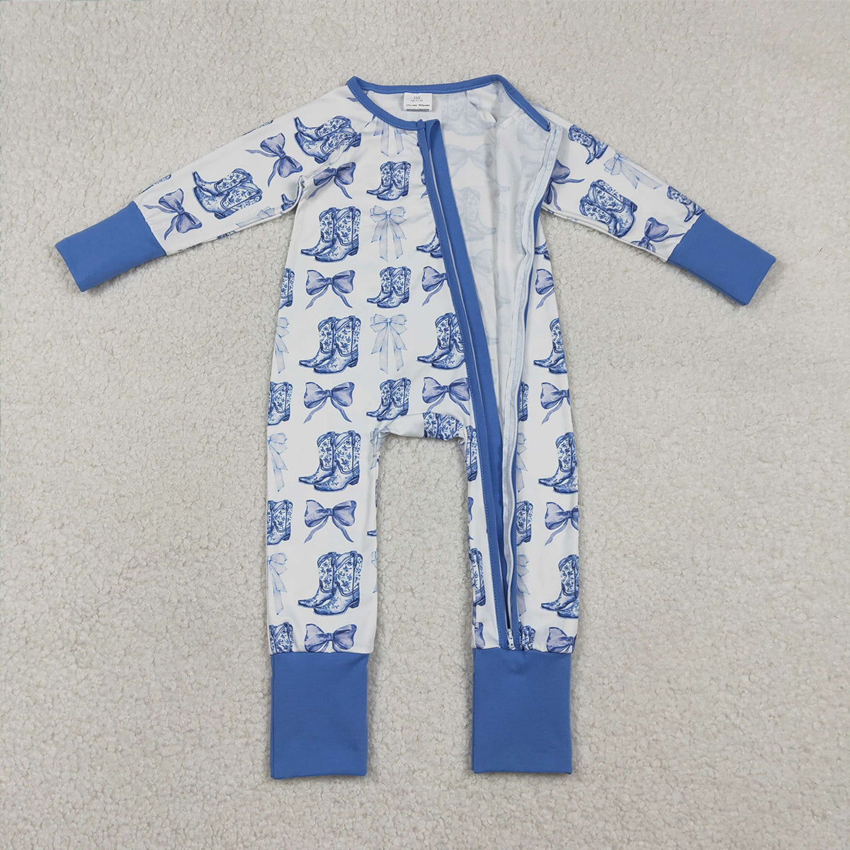 Baby Girls Western Bows Boots Convertible Rompers Two-Way Zipper Rompers for Infants