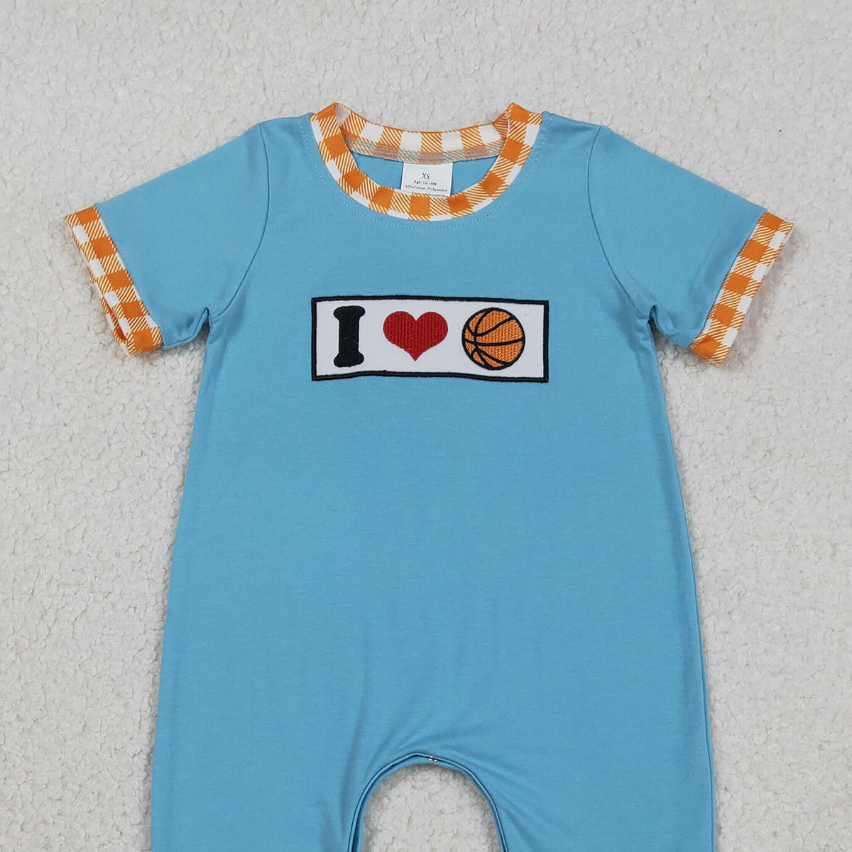Embroidery 'I Love Basketballs' Baby Boys Team Footie Rompers Cute Embroidered Bodysuits for Newborns